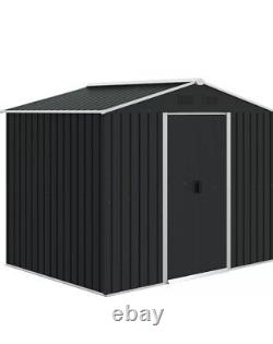 Outsunny 8 x 6ft Garden Storage Shed with Double Sliding Door Outdoor Grey