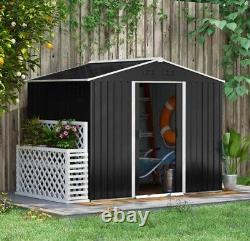 Outsunny 8 x 6ft Garden Storage Shed with Double Sliding Door Outdoor Grey