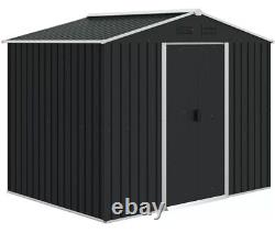 Outsunny 8 x 6ft Garden Storage Shed with Double Sliding Door Outdoor Grey