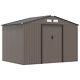 Outsunny 9 X 6ft Galvanised Garden Storage Shed With Sliding Door, Brown