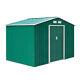 Outsunny 9 X 6ft Galvanised Garden Storage Shed With Sliding Door, Green
