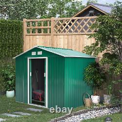 Outsunny 9 x 6FT Galvanised Garden Storage Shed with Sliding Door, Green