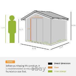 Outsunny 9 x 6FT Galvanised Garden Storage Shed with Sliding Door, Green