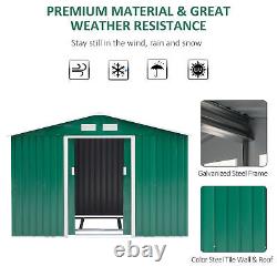 Outsunny 9 x 6FT Galvanised Garden Storage Shed with Sliding Door, Green