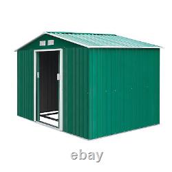 Outsunny 9 x 6FT Galvanised Garden Storage Shed with Sliding Door, Green