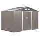 Outsunny 9 X 6ft Galvanised Garden Storage Shed With Sliding Door, Grey