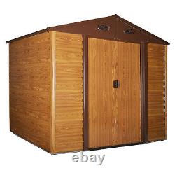 Outsunny 9 x 6ft Garden Shed Wood Effect Tool Storage Sliding Door Wood Grain