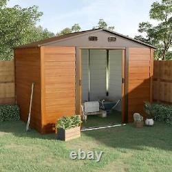 Outsunny 9 x 6ft Garden Shed Wood Effect Tool Storage Sliding Door Wood Grain