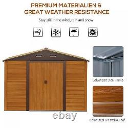 Outsunny 9 x 6ft Garden Shed Wood Effect Tool Storage Sliding Door Wood Grain