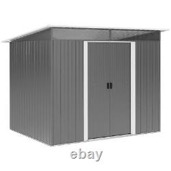 Outsunny Garden Shed Outdoor Storage Tool Organizer with Double Sliding Door Grey