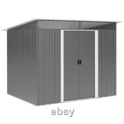 Outsunny Garden Shed Outdoor Storage Tool Organizer with Double Sliding Door Grey