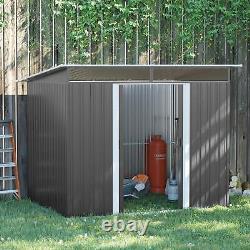 Outsunny Garden Shed Outdoor Storage Tool Organizer with Double Sliding Door Grey