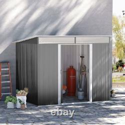 Outsunny Garden Shed Outdoor Storage Tool Organizer with Double Sliding Door Grey