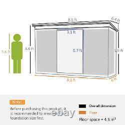 Outsunny Garden Shed Outdoor Storage Tool Organizer with Double Sliding Door Grey