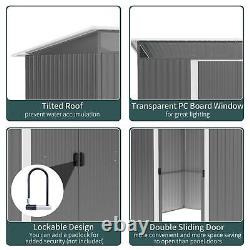 Outsunny Garden Shed Outdoor Storage Tool Organizer with Double Sliding Door Grey