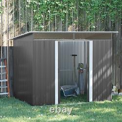 Outsunny Garden Shed Outdoor Storage Tool Organizer with Double Sliding Door Grey