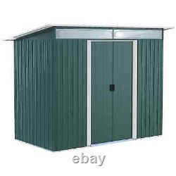 Outsunny Metal Garden Storage Shed, Tool Storage House with Double Sliding Doors