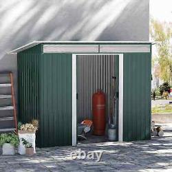 Outsunny Metal Garden Storage Shed, Tool Storage House with Double Sliding Doors