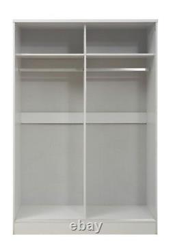 REFLECT 2 Door Plain Sliding Wardrobe in Gloss Grey / Matt White Furniture NEW