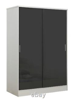 REFLECT 2 Door Plain Sliding Wardrobe in Gloss Grey / Matt White Furniture NEW