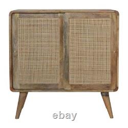 Rattan Cabinet sideboard curved sliding doors natural Scandi Rustic drinks store