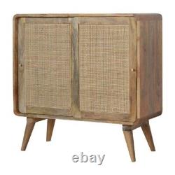 Rattan Cabinet sideboard curved sliding doors natural Scandi Rustic drinks store