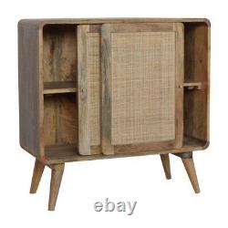 Rattan Cabinet sideboard curved sliding doors natural Scandi Rustic drinks store