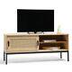 Rattan Tv Unit Cabinet Stand Wood Effect 1 Door Storage & 3 Shelves Vonhaus