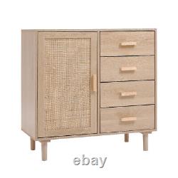 Rattan Wooden Storage Cupboard Hallway Living Room Display Cabinet Console Table