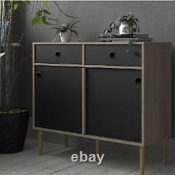 Rome Wooden Sideboard Storage Cabinet Unit With 2 Sliding Doors 2 Drawers Wood