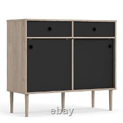 Rome Wooden Sideboard Storage Cabinet Unit With 2 Sliding Doors 2 Drawers Wood