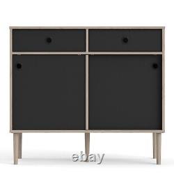 Rome Wooden Sideboard Storage Cabinet Unit With 2 Sliding Doors 2 Drawers Wood