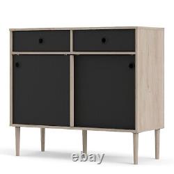 Rome Wooden Sideboard Storage Cabinet Unit With 2 Sliding Doors 2 Drawers Wood