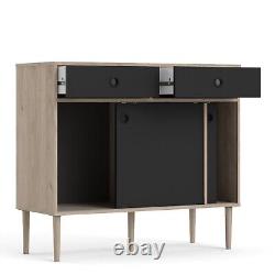 Rome Wooden Sideboard Storage Cabinet Unit With 2 Sliding Doors 2 Drawers Wood