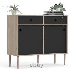 Rome Wooden Sideboard Storage Cabinet Unit With 2 Sliding Doors 2 Drawers Wood