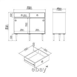 Rome Wooden Sideboard Storage Cabinet Unit With 2 Sliding Doors 2 Drawers Wood