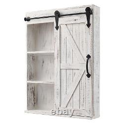 Rustic Wall Mirror Cabinet Farmhouse Wooden Sliding Barn Door Storage Cupboard