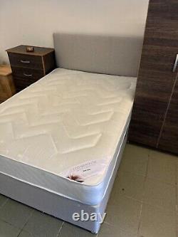 SHORT DOUBLE SMALL DOUBLE BED WITH MATTRESS! 5ft9 or 5ft6! STORAGE HEADBOARD