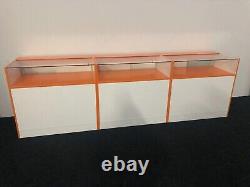 Shop Counters 3 Units Sliding Doors Lockable White And Orange Counters Set