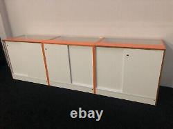 Shop Counters 3 Units Sliding Doors Lockable White And Orange Counters Set