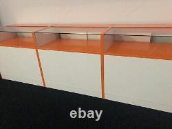 Shop Counters 3 Units Sliding Doors Lockable White And Orange Counters Set