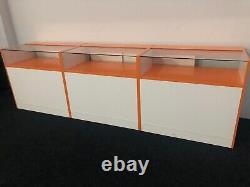 Shop Counters 3 Units Sliding Doors Lockable White And Orange Counters Set