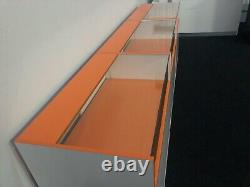 Shop Counters 3 Units Sliding Doors Lockable White And Orange Counters Set