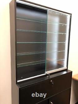 Shop counter Led lights glass shelves GLASS SLIDING DOORS LOCKABLE DISPLAY