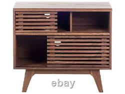 Side Table Dark Wood Shelves Cabinets Storage TV Stand Cleveland