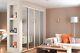 Sliding Wardrobe Doorset. Silver Frame Mirror X 4 & Storage. Up To 2387mm Wide