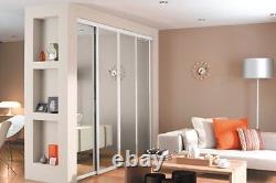 Sliding Wardrobe Doorset. Silver Frame Mirror x 4 & Storage. Up to 3607mm wide