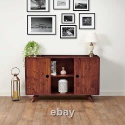 Solid Wood Sideboard/Display Cabinet. Open Shelf Storage & Sliding Doors. Scandi