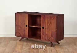 Solid Wood Sideboard/Display Cabinet. Open Shelf Storage & Sliding Doors. Scandi