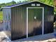 Spacious Metal Garden Shelter With Double Sliding Lockable Door Dark Grey